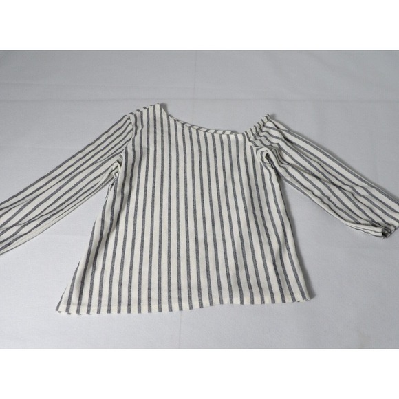 Banana Republic XS Asymmetrical Off the Shoulder Top Shirt Blouse White Striped - Picture 6 of 11